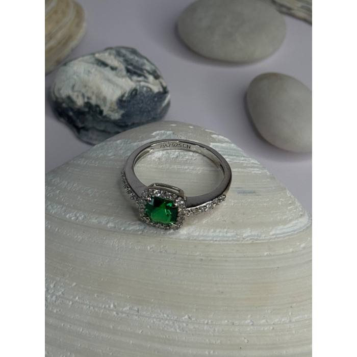 925 Sterling Silver Emerald & Beryl Ring Size 7