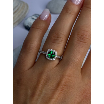 925 Sterling Silver Emerald & Beryl Ring Size 7