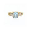 10K YELLOW GOLD AQUAMARINE & DIAMONDS RING SIZE 7