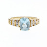 10K Yellow Gold Aquamarine & Diamonds Ring Size 7