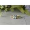 10K YELLOW GOLD AQUAMARINE & DIAMONDS RING SIZE 7