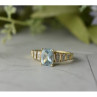 10K Yellow Gold Aquamarine & Diamonds Ring Size 7
