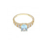 10K YELLOW GOLD AQUAMARINE & DIAMONDS RING SIZE 7