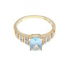 10K Yellow Gold Aquamarine & Diamonds Ring Size 7