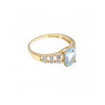 10K YELLOW GOLD AQUAMARINE & DIAMONDS RING SIZE 7