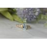 10K YELLOW GOLD AQUAMARINE & DIAMONDS RING SIZE 7