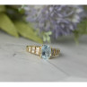 10K Yellow Gold Aquamarine & Diamonds Ring Size 7
