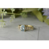 10K YELLOW GOLD AQUAMARINE & DIAMONDS RING SIZE 7