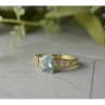 10K Yellow Gold Aquamarine & Diamonds Ring Size 7