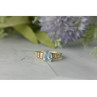 10K YELLOW GOLD AQUAMARINE & DIAMONDS RING SIZE 7