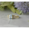 10K Yellow Gold Aquamarine & Diamonds Ring Size 7