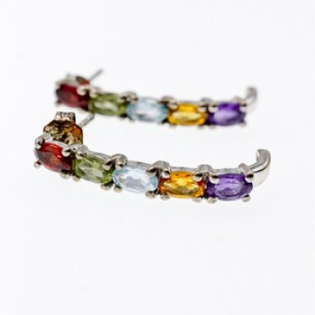 925 Sterling Silver Multi Gemstones Earrings