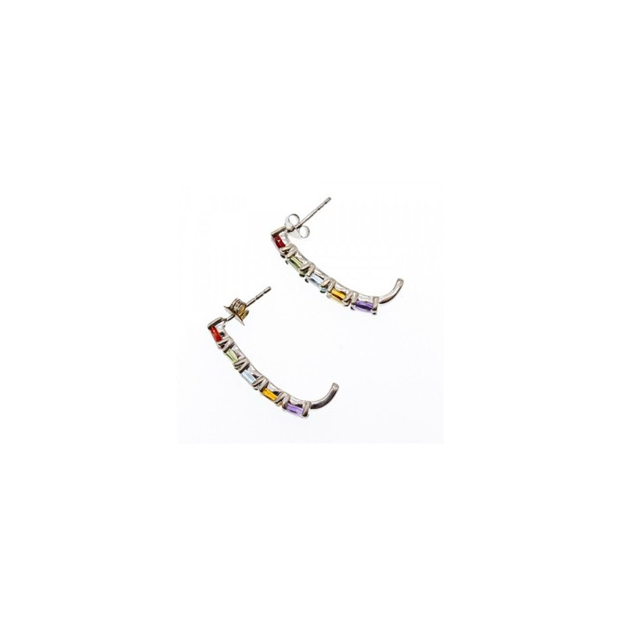 925 Sterling Silver Multi Gemstones Earrings