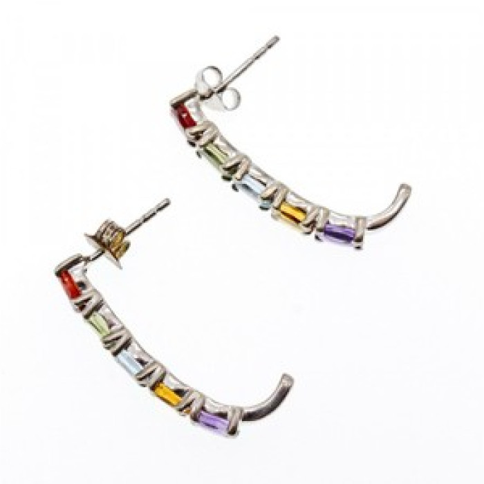 925 Sterling Silver Multi Gemstones Earrings