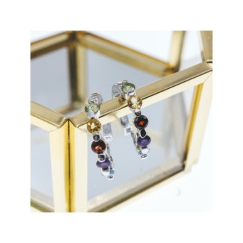 925 Sterling Silver Multi Gemstones Earrings