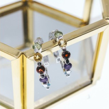 925 Sterling Silver Multi Gemstones Earrings
