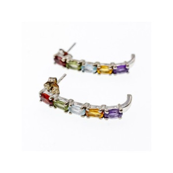 925 Sterling Silver Multi Gemstones Earrings