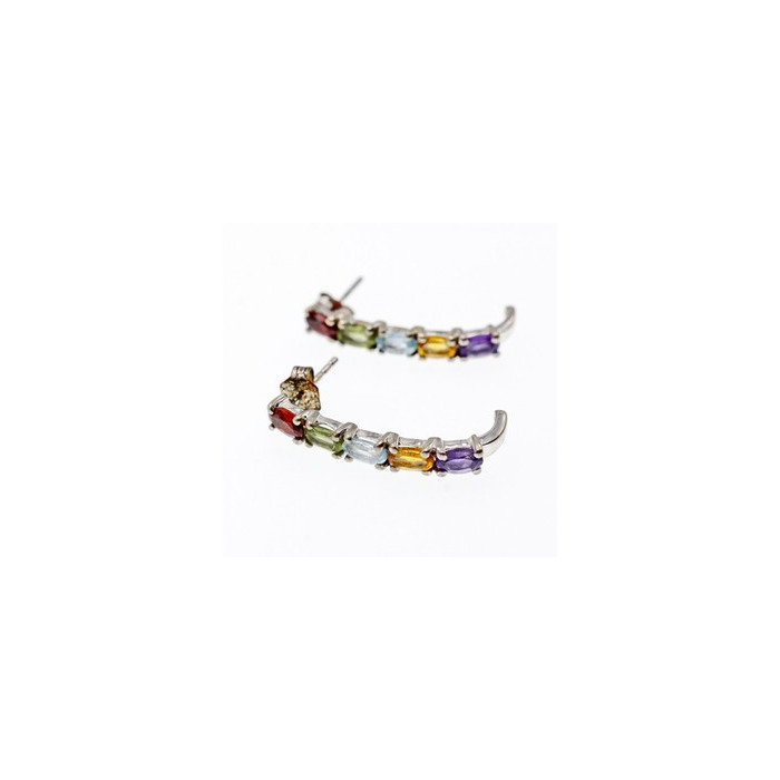 925 Sterling Silver Multi Gemstones Earrings