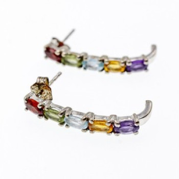 925 Sterling Silver Multi Gemstones Earrings