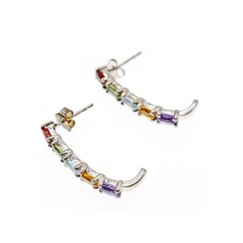 925 Sterling Silver Multi Gemstones Earrings