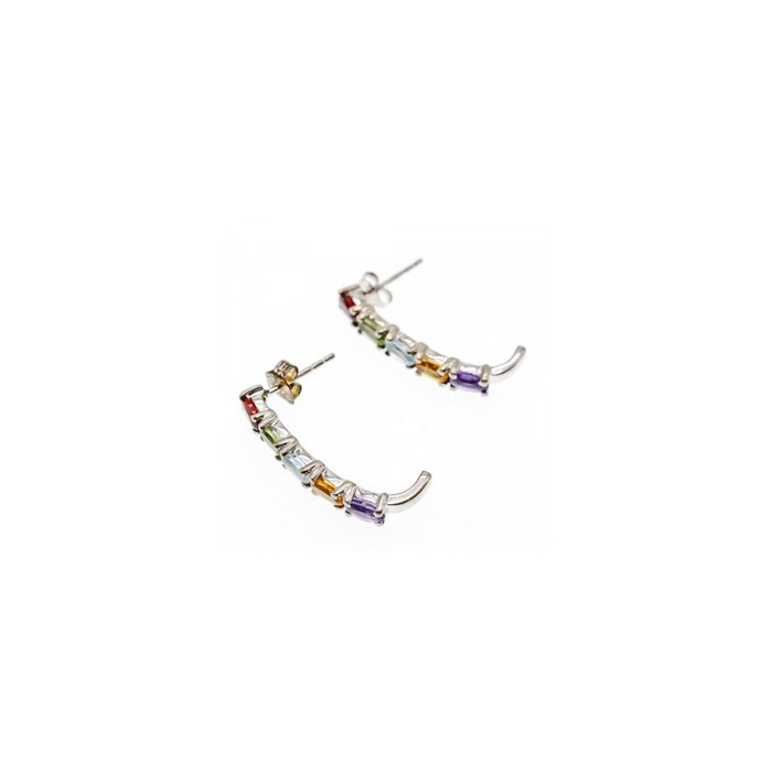 925 Sterling Silver Multi Gemstones Earrings