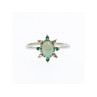 10K WHITE GOLD STAR SAPPHIRE, EMERALD & DIAMONDS RING SIZE 8.5
