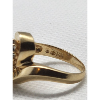 14K YELLOW GOLD TANZANITE & DIAMONDS RING  SIZE 5