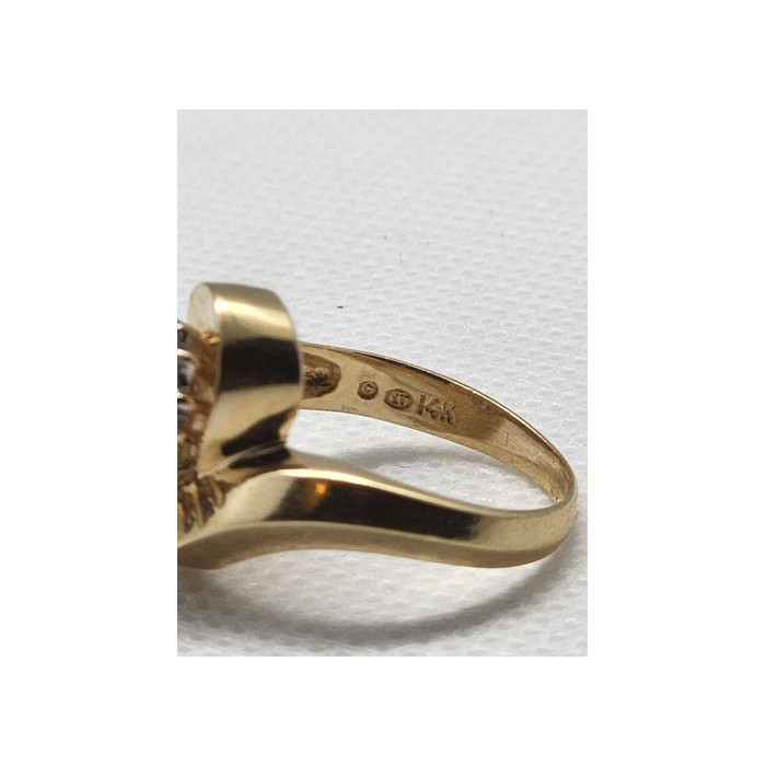 14K YELLOW GOLD TANZANITE & DIAMONDS RING  SIZE 5