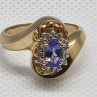 14K Yellow Gold Tanzanite & Diamonds Ring Size 5