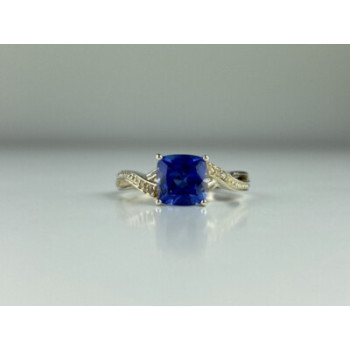925 STERLING SILVER IOLITE & CZ RING SIZE 6.75