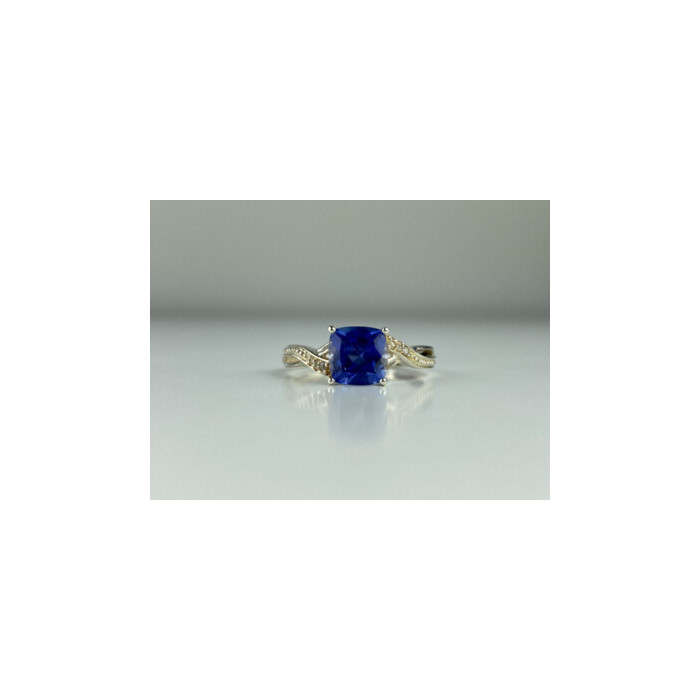 925 STERLING SILVER IOLITE & CZ RING SIZE 6.75