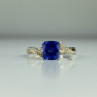 925 Sterling Silver Iolite & CZ Ring Size 6.75