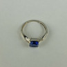 925 Sterling Silver Iolite & CZ Ring Size 6.75