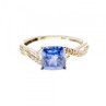 925 Sterling Silver Iolite & CZ Ring Size 6.75