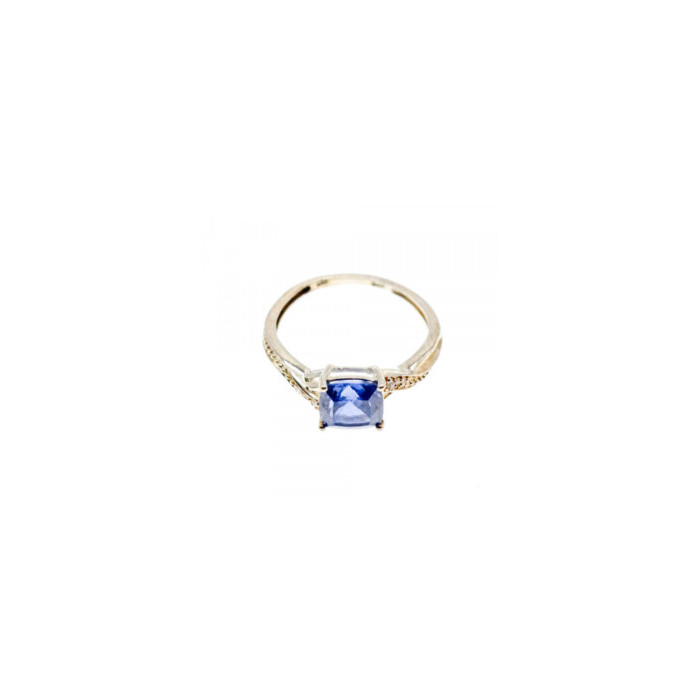925 STERLING SILVER IOLITE & CZ RING SIZE 6.75