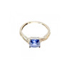 925 STERLING SILVER IOLITE & CZ RING SIZE 6.75
