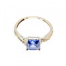 925 Sterling Silver Iolite & CZ Ring Size 6.75