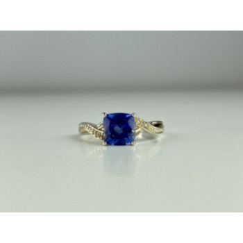 925 STERLING SILVER IOLITE & CZ RING SIZE 6.75