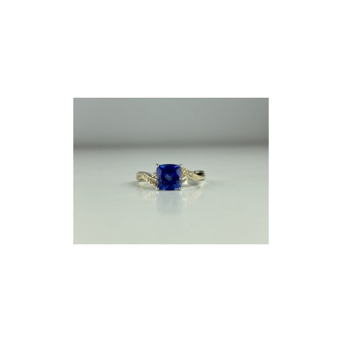 925 STERLING SILVER IOLITE & CZ RING SIZE 6.75