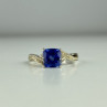 925 Sterling Silver Iolite & CZ Ring Size 6.75