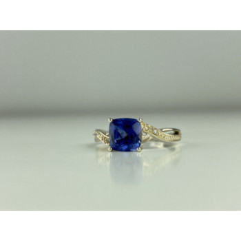 925 STERLING SILVER IOLITE & CZ RING SIZE 6.75