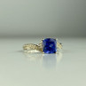925 Sterling Silver Iolite & CZ Ring Size 6.75