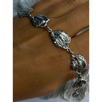 Vintage 925 Sterling Silver Danecraft Leaves Bracelet Length 7