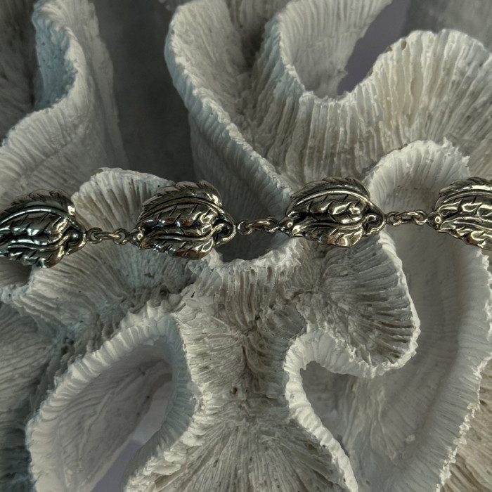 Vintage 925 Sterling Silver Danecraft Leaves Bracelet Length 7