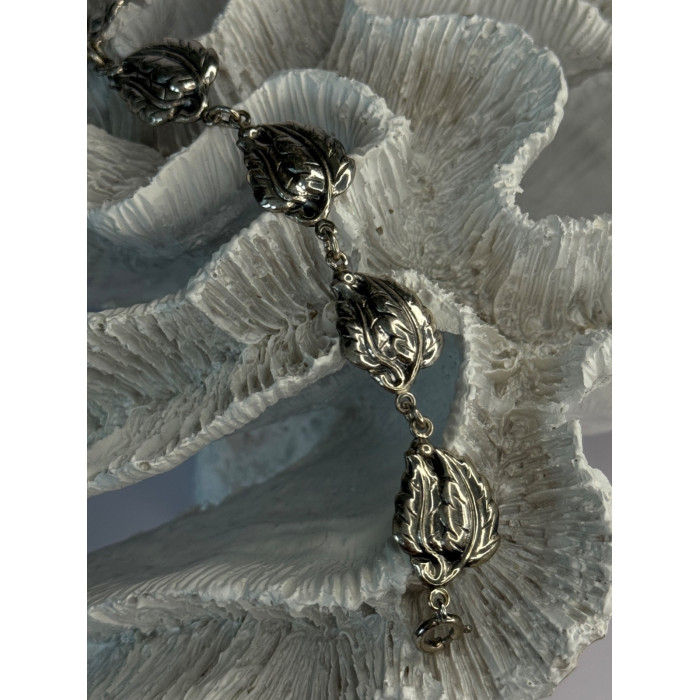 Vintage 925 Sterling Silver Danecraft Leaves Bracelet Length 7