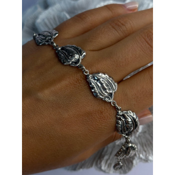 Vintage 925 Sterling Silver Danecraft Leaves Bracelet Length 7