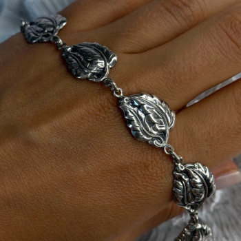 Vintage 925 Sterling Silver Danecraft Leaves Bracelet Length 7