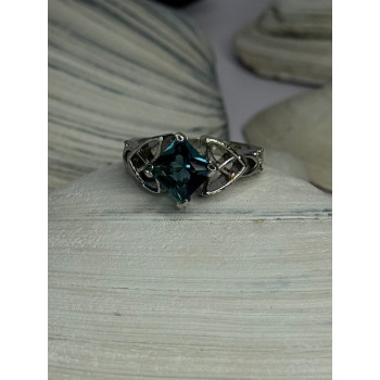 925 Sterling Silver Aquamarine Ring Size 6