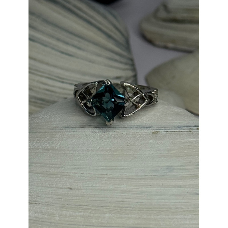 925 Sterling Silver Aquamarine Ring Size 6