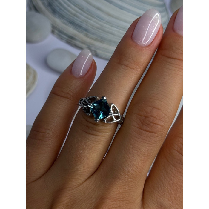 925 Sterling Silver Aquamarine Ring Size 6